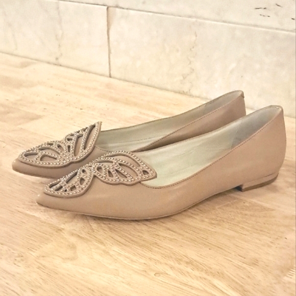 Sophia Webster Butterfly Studded Bibi Ballet Flats Tan Size 39.5 - Picture 8 of 9